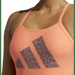 3 Bar Logo Print Badeanzug Damen Badeanzug