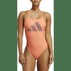 3 Bar Logo Print Badeanzug Damen Badeanzug