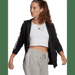 Essentials French Terry 3-Streifen Kapuzensweater Damen Kapuzensweater