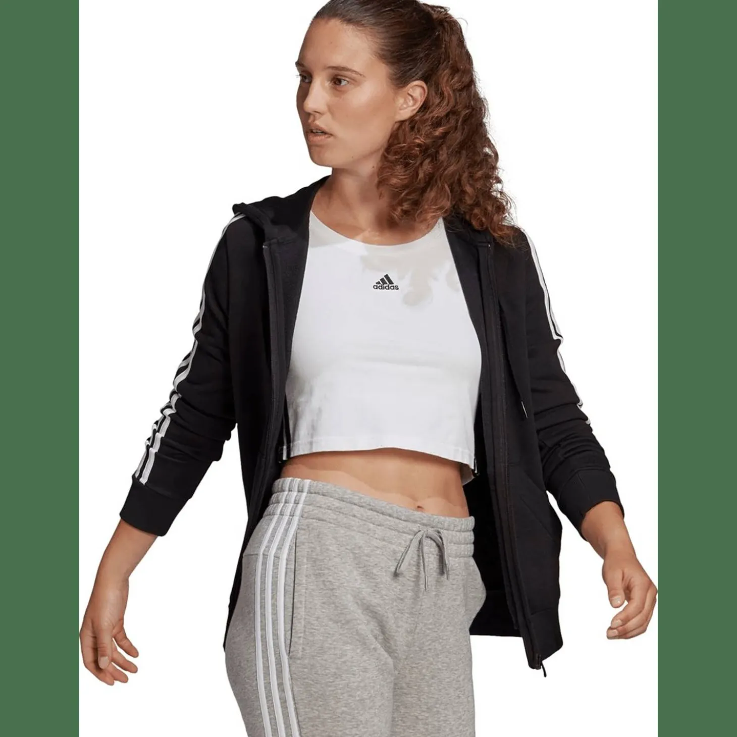 Essentials French Terry 3-Streifen Kapuzensweater Damen Kapuzensweater