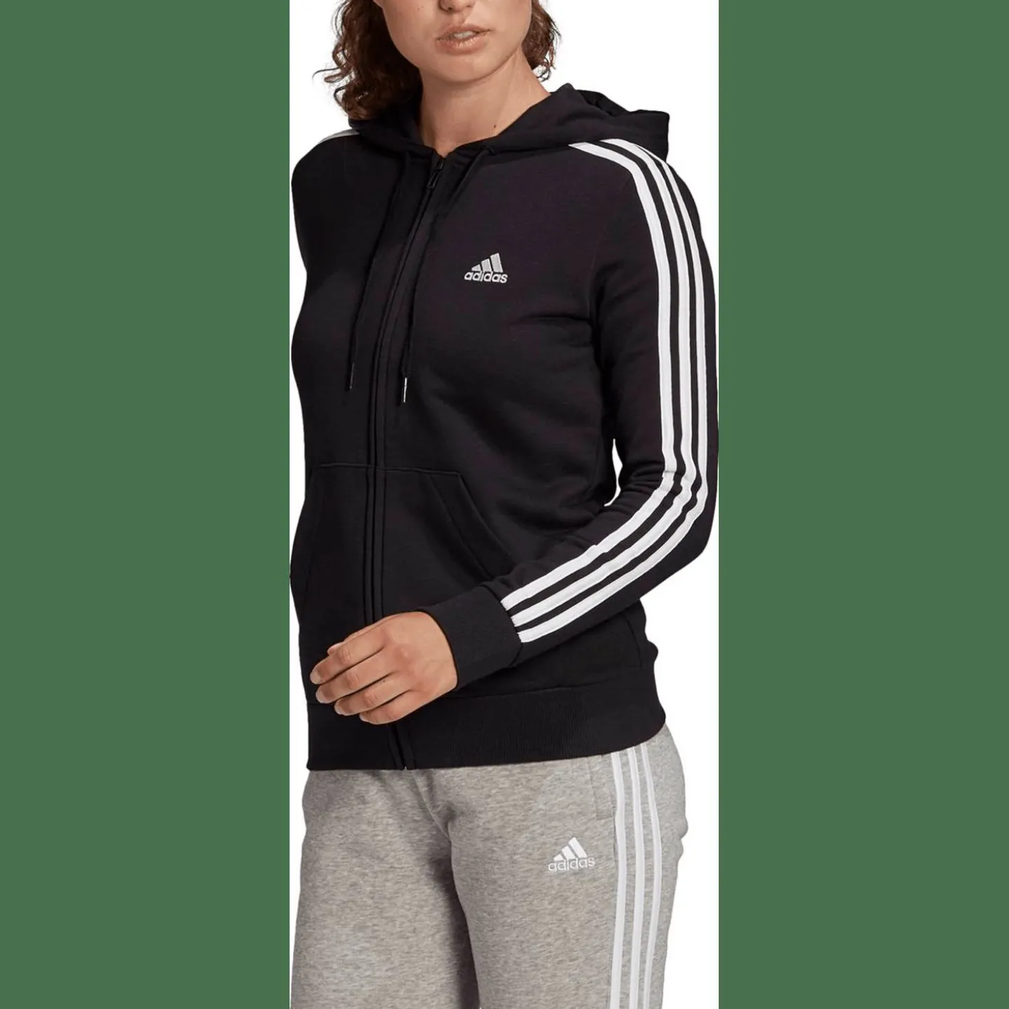 Essentials French Terry 3-Streifen Kapuzensweater Damen Kapuzensweater