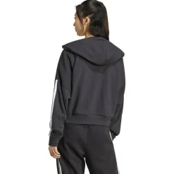 Essentials 3-Streifen French Terry Quarter-Zip Damen Kapuzensweater
