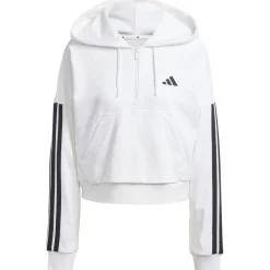 Essentials 3-Streifen French Terry Quarter-Zip Damen Kapuzensweater