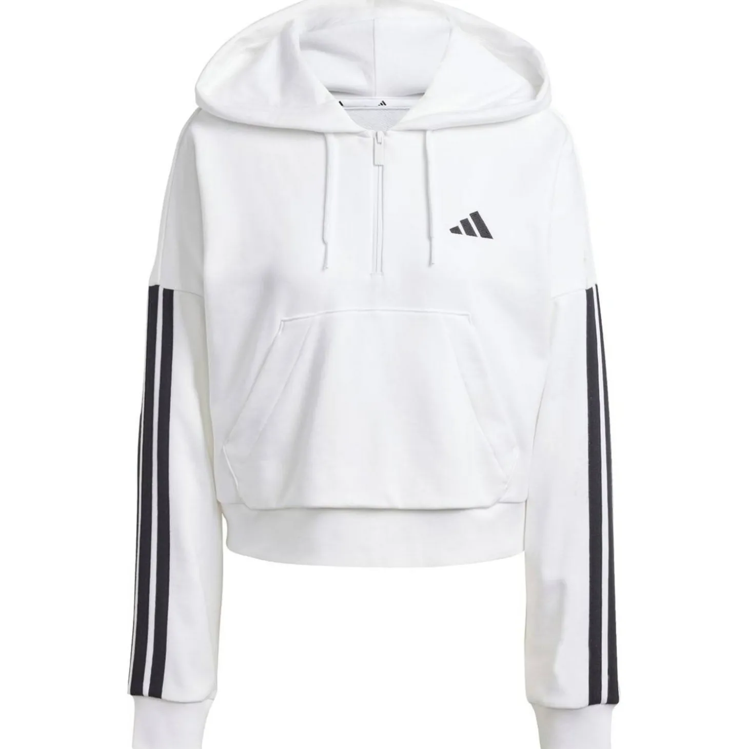 Essentials 3-Streifen French Terry Quarter-Zip Damen Kapuzensweater