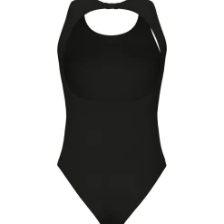 O Back Solid One Piece Damen Schwimmanzug