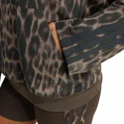 Seasonal Essentials Leopard Print French Terry with 3-Stripes Damen Kapuzensweater