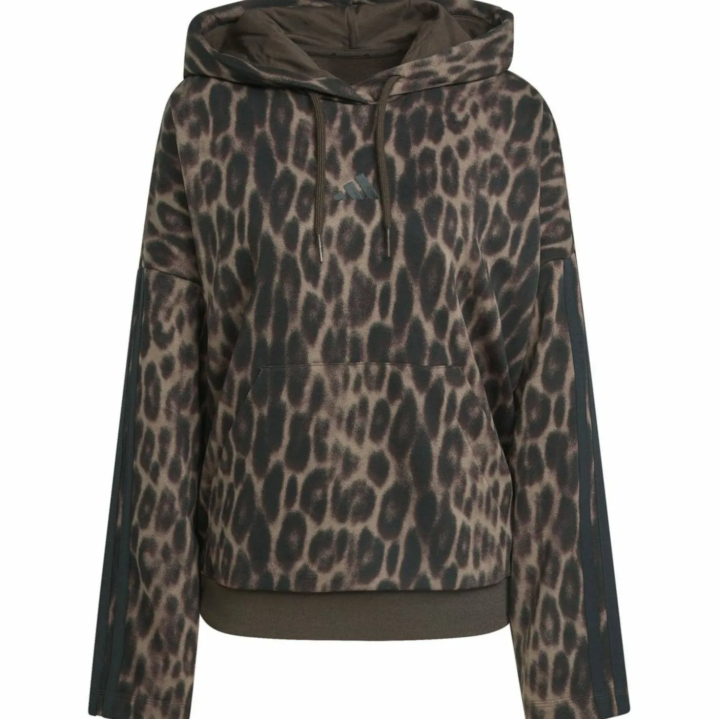 Seasonal Essentials Leopard Print French Terry with 3-Stripes Damen Kapuzensweater