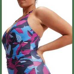 Shaping Printed V Neck Damen Schwimmanzug