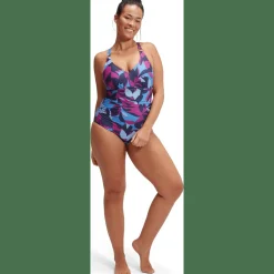 Shaping Printed V Neck Damen Schwimmanzug