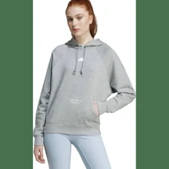 Signature Graphic Embroidery French Terry Loose Damen Kapuzensweater
