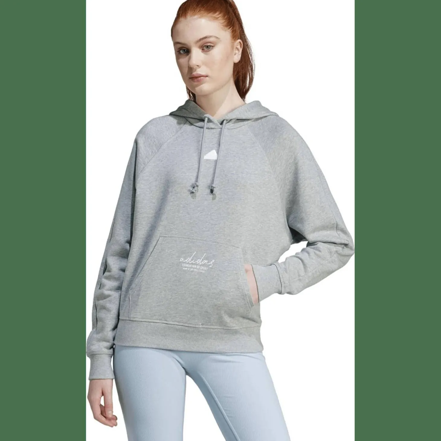 Signature Graphic Embroidery French Terry Loose Damen Kapuzensweater
