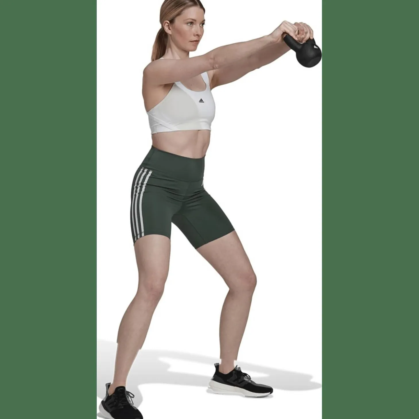 Training Essentials 3-Streifen High-Waisted kurze Tight Damen Tights